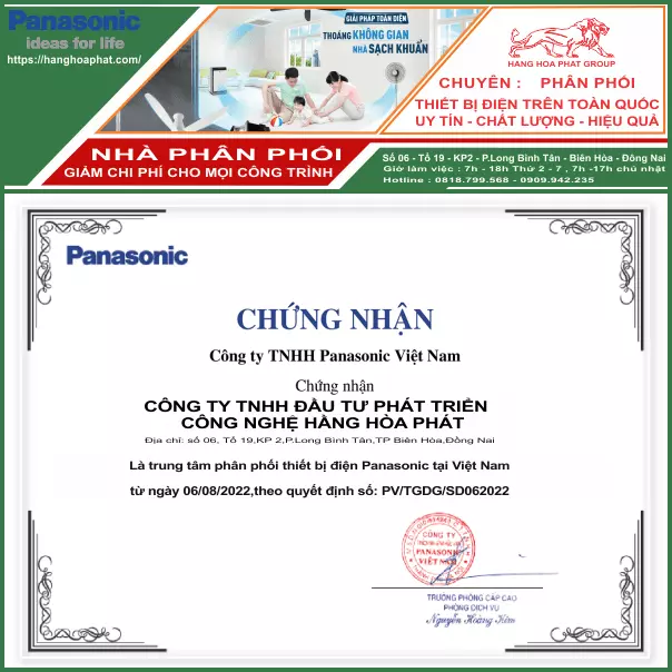 chứng nhận Panasonic